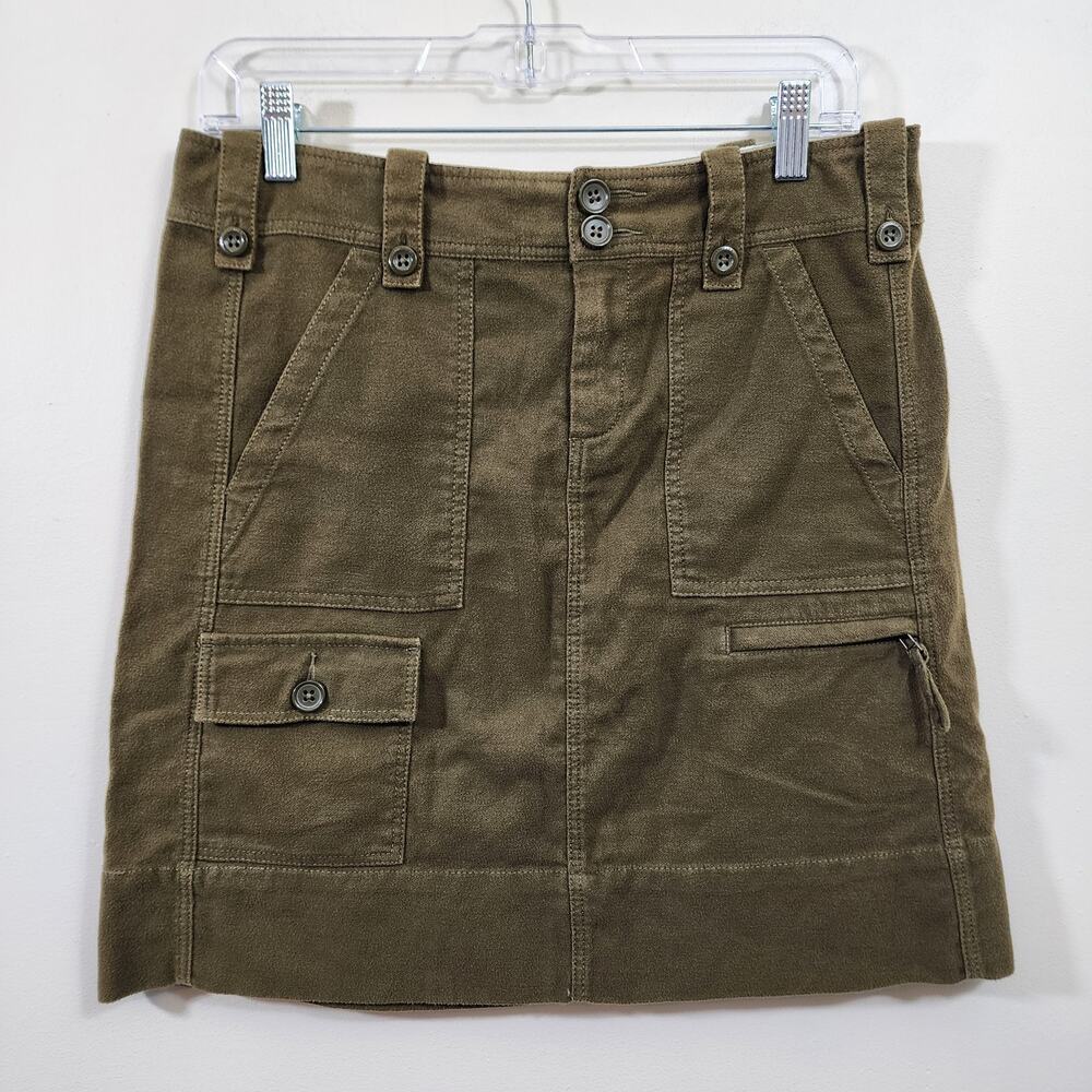 Paperboy by Anthropolgie‎ brushed cotton army green cargo skirt woman's size 6